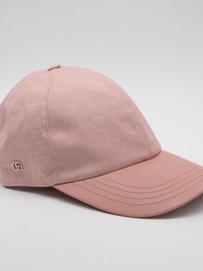 size S Gucci GG Logo Canvas Baseball Cap Pink with Printed Brim